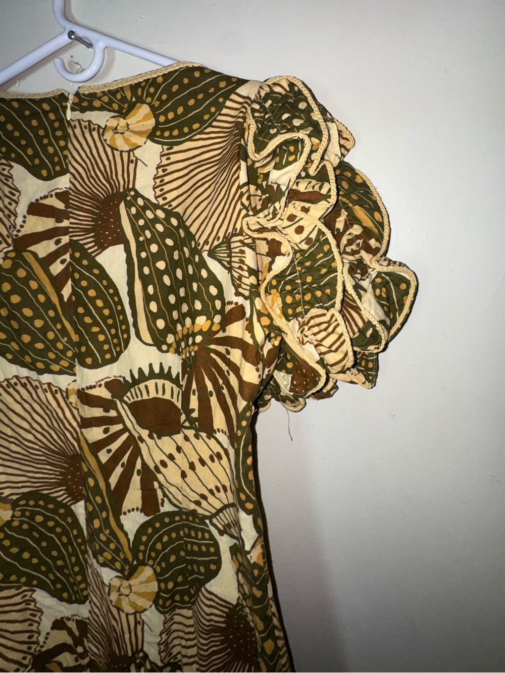 NWT Farm Rio Sand Shell Boho  puff sleeve Mini Dress - Picture 4 of 12
